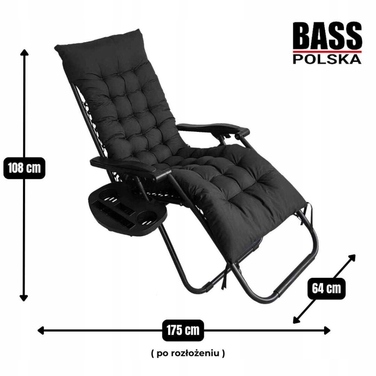 Шезлонг сталевий чорний Bass