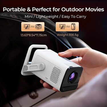 Проектор Mini Beamer 1080P/4K з Android 13 OS, WiFi 6, Bluetooth 5.4, підтримкою Netflix та Google CTS, HDMI, USB, iOS, LYNCAST N300 White