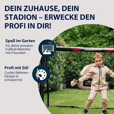 Hudora Pro Tect Soccer Goal - Large Outdoor Goal with Net & Padding - 180x120cm Single Goalpost for Kids & Adults