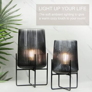 Бездротова настільна лампа з таймером, вінтажний дизайн, акумуляторна LED лампа для дому та вулиці, сірий колір, розмір L