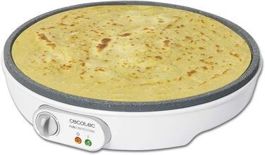 Млинниця Cecotec Crepe Fun CrepeStone Twin 1200 Вт, антипригарна поверхня з екологічного каменю, реверсивна плита для приготування млинців або 4 панкейків, 1000 Вт, Rockstone