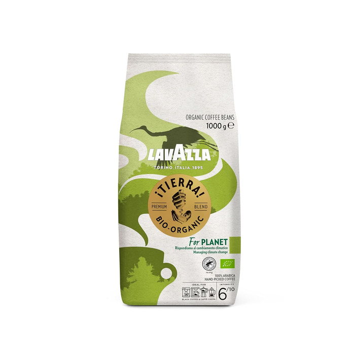 Кава в зернах Lavazza Tierra For Planet, 100% органічна арабіка, легкого обсмаження для еспресомашини, м'який фруктово-квітковий смак, 1 кг