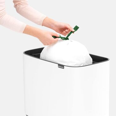Сміттєвий бак Brabantia Bo Touch Bin 36 л, металевий, білий, з внутрішнім відром (54 x 32 x 68 см)