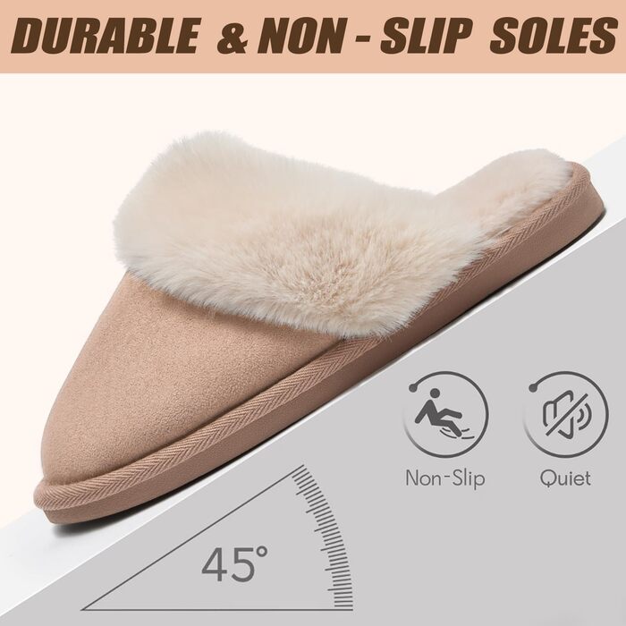 Тапочки домашні жіночі та чоловічі зимові з пам'яттю, м'які, теплі, неслизькі, зручні, плюшеві, для дому та вулиці, 38.5/40 EU, світло-коричневі