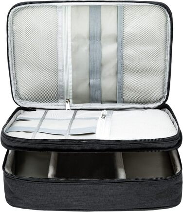 Водонепроникна сумка-органайзер для кабелів та електроніки Ruyosn. Двошарова сумка для кабелів, повербанку та аксесуарів. Чорний колір.