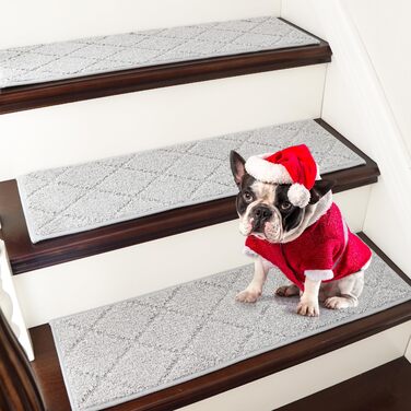 Ковзаючі сходи COSY HOMEER (4 шт.) 70x22 см, антиковзаючі, самоклеючі, машинне прання, 100% поліестер, TPE-підкладка, для дітей, літніх людей та домашніх тварин, сірі