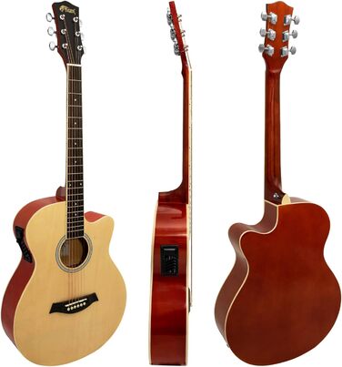 Електроакустична гітара TIGER ACG4-WH 4/4 для початківців з вбудованим 3-смуговим EQ, Gigbag, ремінь та запасні струни, білий колір