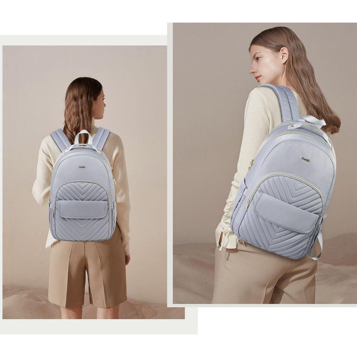 Жіночий рюкзак для ноутбука 17.3 дюйма: стильний рюкзак для дівчат, підлітка, студентки та вчительки, для навчання, роботи та офісу (15.6', сірий)