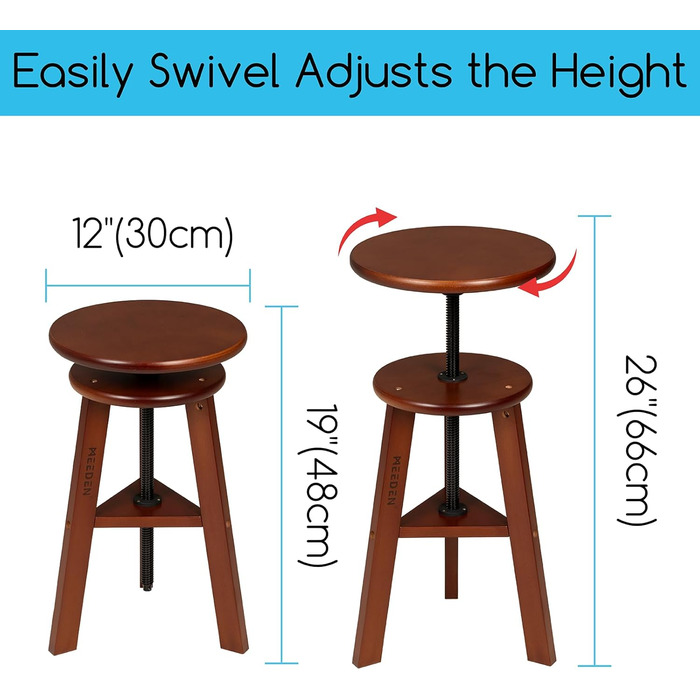 MEEDEN Vintage Wooden Art Drafting Table with Adjustable Height & Stool - 96 x 60cm