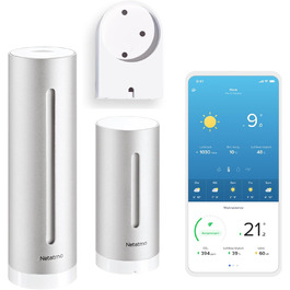 Netatmo Smart Weather Station with Wall Mount - Wi-Fi, Radio, Indoor and Outdoor Sensor, Weather Forecast, Hygrometer, Air Quality, Compatible with Amazon Alexa, Apple HomeKit and Google Home, NWS-AMZ Weather Station (Amazon Exclusive)