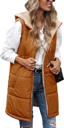 Жіноча тепла в'язана куртка з капюшоном Tuopuda, флісова підкладка, зимова куртка з капюшоном, тепла зимова куртка, повсякденна куртка з капюшоном, термо комір, блискавка, осінь/зима (світло-коричнева, S)