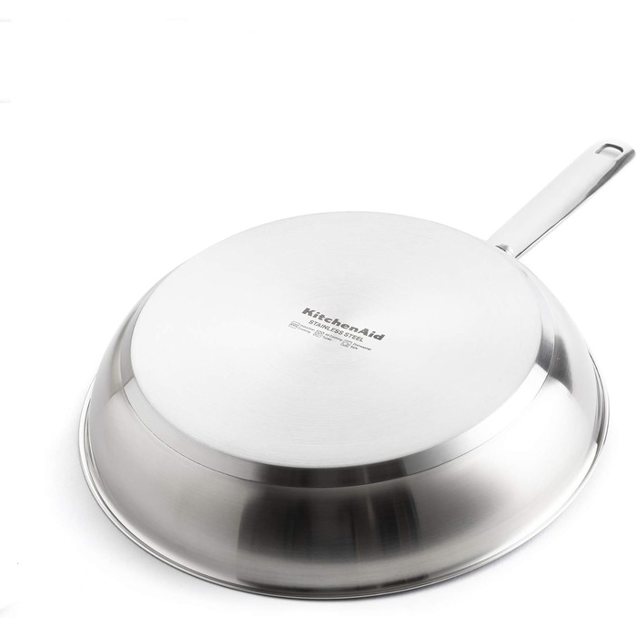 Набір сковорідок KitchenAid з нержавіючої сталі 20 см і 28 см, 3-шарове антипригарне покриття, для індукції, для духовки, посудомийної машини, з холодною ручкою, сріблястий