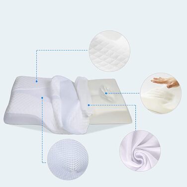 BANGSUN 1 x orthopedic pillow, height adjustable, bamboo cover, ergonomic.