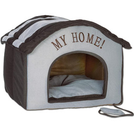 Indoor Dog House - Plush Fabric Retreat for Small Dogs - Black/Anthracite