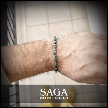 Браслет чоловічий SAGA GIOIELLI з нержавіючої сталі, кольорові сталеві диски, браслет для чоловіків (Смарагдовий та кристали)