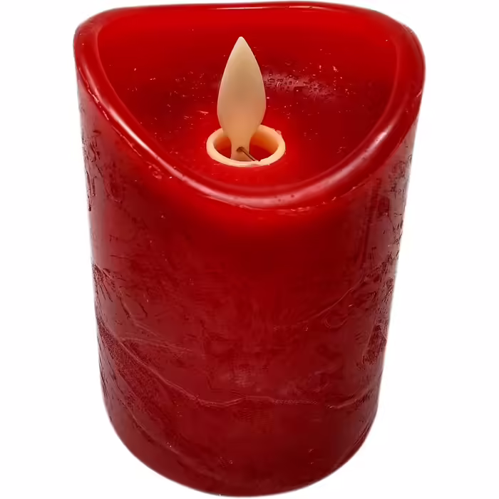ToCi LED Candles Red Ø 7.5 x 15 cm - Set of 4 flameless real wax candles - with moving flame and timer - Advent candles, grave candles