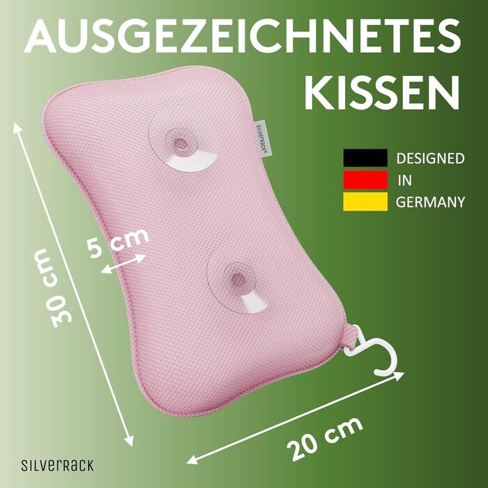 Подушка для ванни MEDIUM-WEICH, рожева: м'яка та ергономічна подушка для ванни з присосками, аксесуар для ванної кімнати