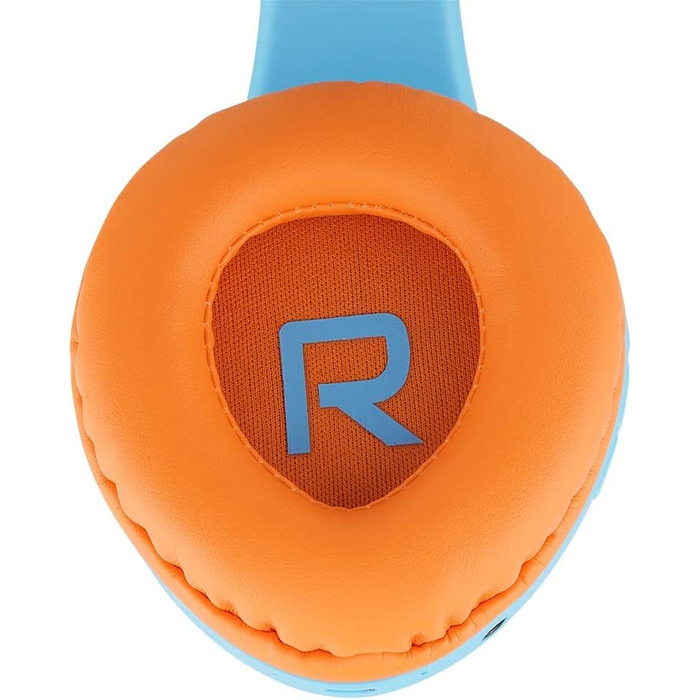 Дитячі навушники PowerLocus Bluetooth з обмеженням гучності 85dB, складні, з чохлом, Over-Ear, бездротові та провідні з мікрофоном, Micro-SD для телефону, ПК, планшета, помаранчеві