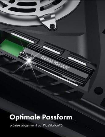 Радіатор охолодження GrauGear для M.2 NVMe SSD, комплект кулера для Playstation 5, PS5 Slim, з теплопровідною кришкою (алюміній) G-PS5HS02
