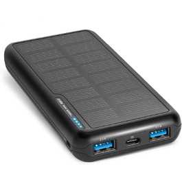 Powerbank SBS Solar 10000mAh з сонячною панеллю, USB-C, USB-A, чорний