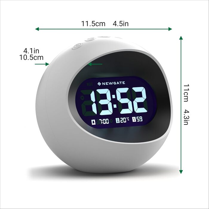 NEWGATE® Digital Centre of the Earth Clock (white with black LCD display) White With Black LCD Display