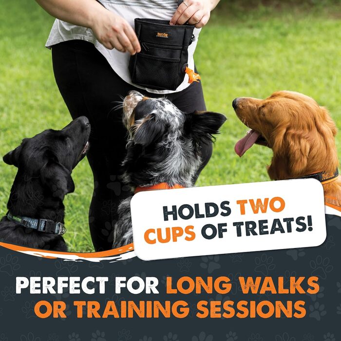 Сумка для ласощів Mighty Paw для собак: навчання та тренування | Зручна сумка для ласощів на руці для собак | Оранжево-чорна