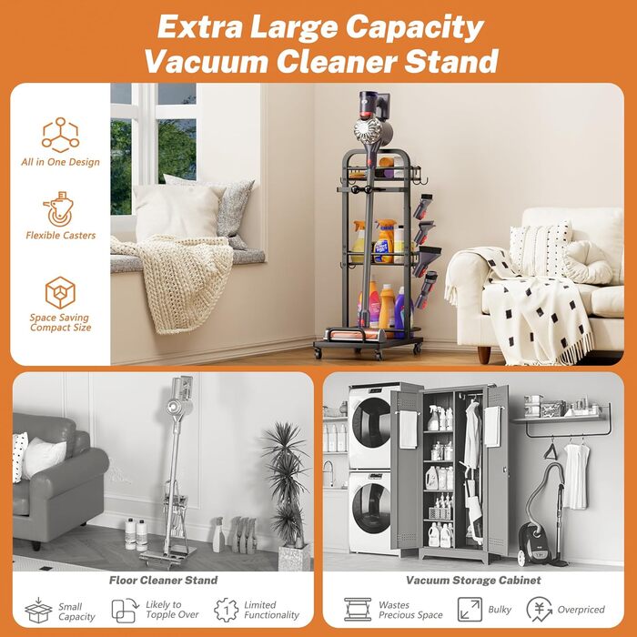 Підставка для пилососа, металева, настінна/підлогова, з коробкою для зберігання, сумісна з Dyson Gen5 V15s V15 V12 Slim V11 V10 V8 V7 V6 та аксесуарами