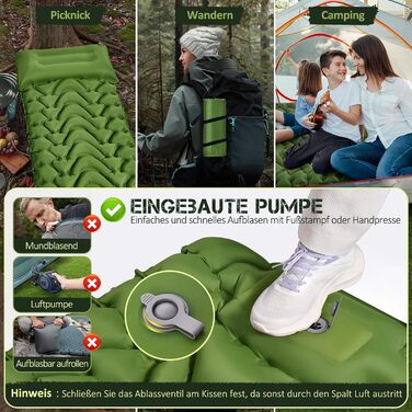 Clefivie Self-Inflating Camping Pad - Portable & Durable Air Mattress for Camping, Hiking, Indoor & Outdoor Use (196x65x9cm)