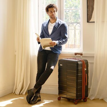 Чемодан VIPbox з жорстким корпусом 75 см (3 роки VIP-сервісу) Розширюваний, легкий, з полікарбонату, велика місткість, з 4 колесами та TSA-замком, преміум-якість, чорний XL