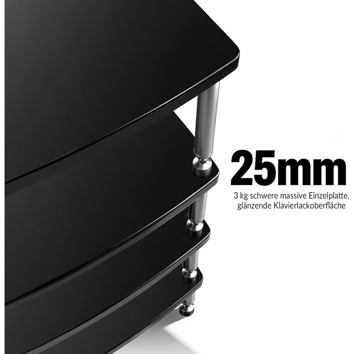 HiFi тумба з колесами для програвача, аудіосистеми та TV 60x52x78 см (алюмінієвий сплав, 4 полиці, LED-підсвітка, розетки)