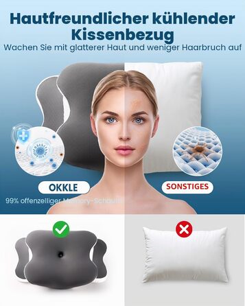 Охолоджуюча подушка для підтримки шиї з Memory Foam: ергономічна ортопедична подушка для сну на боці та спині