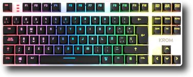 KROM Kabala – Бездротовий ігровий набір з мембранної клавіатури RGB Rainbow, 6 антиблінгуваних клавіш, оптична миша 800-4800 DPI, іспанська розкладка, сумісний з ПК (Kernel Pro Spanish)