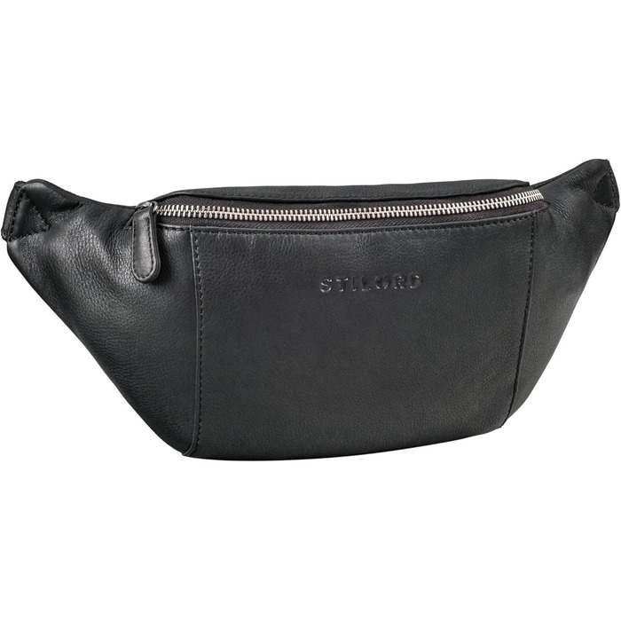 STILORD 'Pino' Елегантна поясна/грудна сумка з натуральної шкіри для жінок та чоловіків, чорна. Компактна сумка-рюкзак, вінтажний стиль.