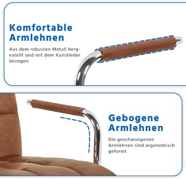 Офісне крісло Yaheetech з регулюванням висоти та знімними підлокітниками, з штучної шкіри (колір: коричневий ретро)