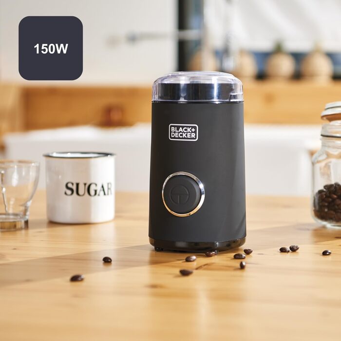 Електрична кавомолка BLACK+DECKER BXCG150E 150W з нержавіючою сталею, чорна