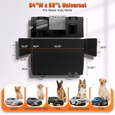 Захист для автосидіння для собак Gimars 6-в-1 з боковими панелями та віконцем, 100% водонепроникний, з килимком, підходить для всіх типів авто