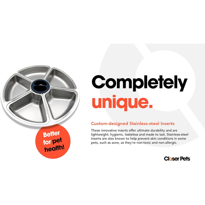 Автомат для годування Closer Pets C500 з таймером – для котів та маленьких собак, 5 мисок, до 330г на порцію, з акумуляторами охолодження, білий