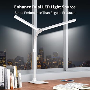 LED лампа для столу Doppelkopf з регулюванням яскравості, 24W, 80 см, денне світло, захист очей, 5 температур кольору, 5 рівнів яскравості, для роботи, дому, офісу, навчання, читання