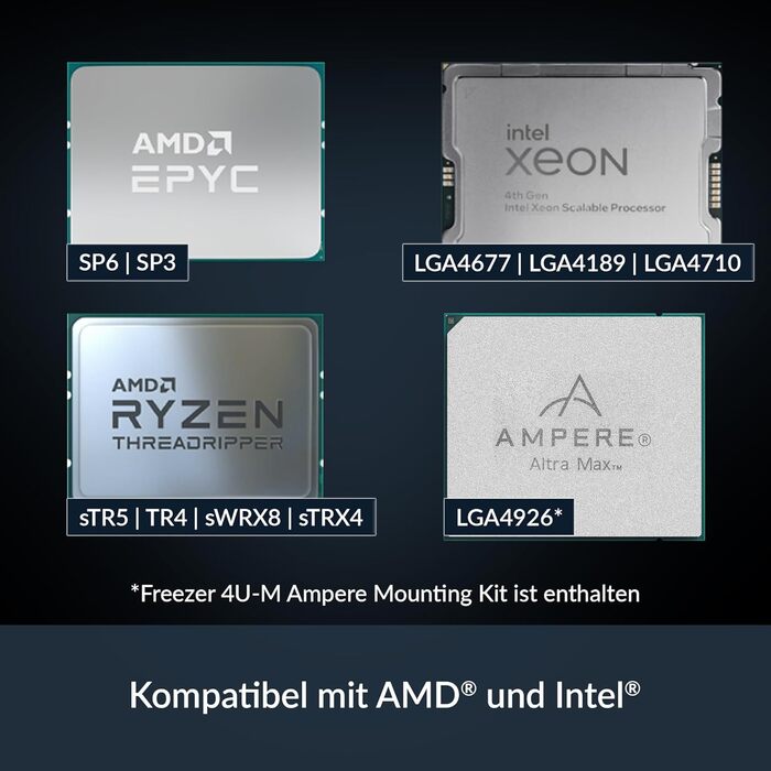 ARCTIC Freezer 4U-M Ampere - кулер для серверних процесорів Intel та AMD, LGA4926, LGA4189, SP6, sTR5, TR4, sTRX4, sWRX8, 4U