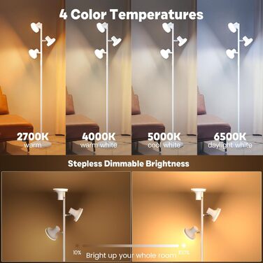 Стельовий світильник SIBRILLE з LED, 36W, димування, 2500LM, пульт ДУ та сенсорне управління, 2700K-6500K, 3-х світловий, для вітальні, спальні, офісу, готелю