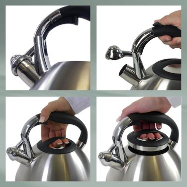 Kela Induction 3 L, Stainless Steel Camping Kettle, with safe pouring spout lid opening via button, VARUS, black gloss black single kettle