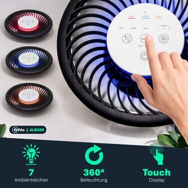 Зволожувач повітря ALB300 – тихий, для спальні та дитячої кімнати до 44 м², холодним випаровуванням, з антибактеріальним фільтром, авторежим з датчиком, нічник, бак 2,8 л, енергозберігаючий