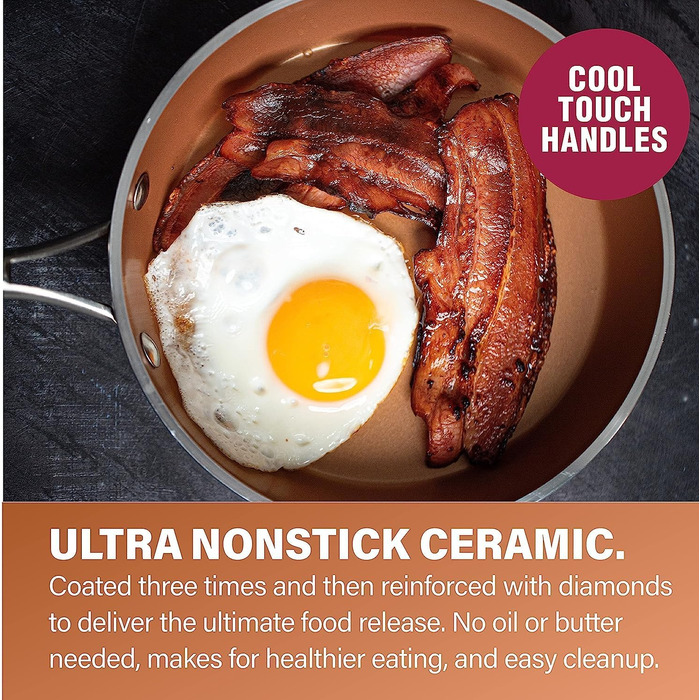 Набір посуду Gotham Steel Hammered Copper Collection: 15 предметів з антипригарним покриттям, алюмінієвий, для приготування та випікання