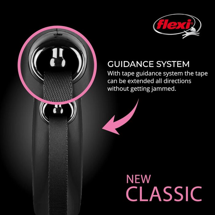 Нашийник для собак Fexi Neon з світловідбиваючим шнуром, ергономічний, без заплутування, 4.8 м, розмір Neon/Чорний (Чорний, M 4.9 м)