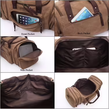 Travel Bag, Large 40L 50L Expandable Sailcloth Travel Bag, Unisex Travel Bags, Weekend Bag for Women and Men, Black