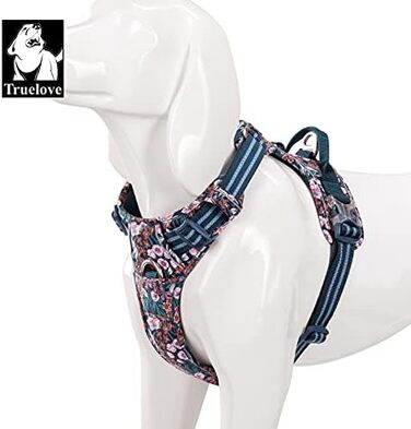 Шлейка для собак WINHYEPET Truelove No-Pull, бавовняна, дихаюча, світловідбиваюча, регульована, для бігу та прогулянок, підходить для котів та собак середніх розмірів (XL, Navy Blazer)