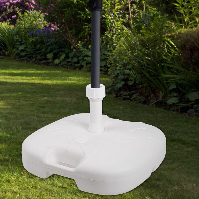 ACTIVE 61140 - Umbrella stand, parasol stand, umbrella base, refillable, white, dimensions 45 x 30 cm, robust, umbrella and parasol holders
