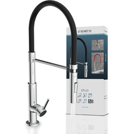 Кухонний змішувач SCHÜTTE Stilo з висувною лійкою, поворотний на 360°, однорідний, хром/чорний