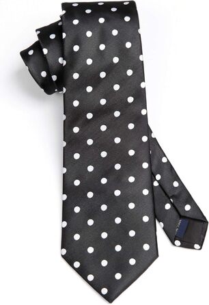 HISDERN Комплект краватки та нагрудного хустинки (чорний та білий)