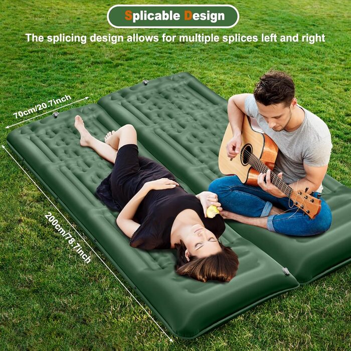 Надувний килимок для кемпінгу Isomatte, 12 см, товщина, з насосом для ніг, водонепроникний, ультралегкий, військовий зелений